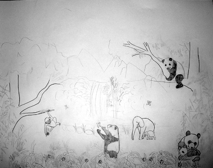 Asian Jungle Cartoon Sketch