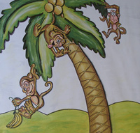 Monkeys on Palm Tree Mural